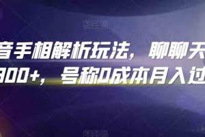 抖音手相解析玩法，聊聊天日入300+，号称0成本月入过万