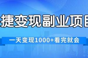 (11932期)快捷变现的副业项目,一天变现1000+,各平台最火赛道,看完就会