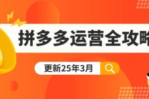（14184期）拼多多运营全攻略：从0到日销千单,爆款内功+付费推广+黑科技(更新25年3月)