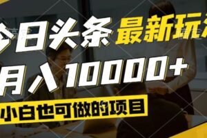 （14675期）今日头条最新风口,视频掘金,小白也可月入过万,可以矩阵操作