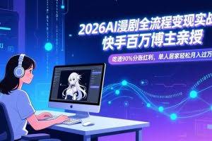 （17266期）2026AI漫剧全流程变现实战：快手百万博主亲授，吃透90%分账红利，单人居家轻松月入过万