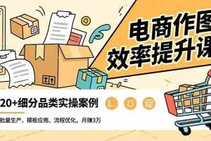 （16680期）电商作图效率提升课，批量生产、模板应用、流程优化，20+细分品类实操案例，月赚3万