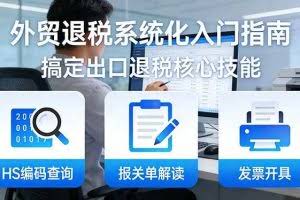 （17601期）外贸退税系统化入门指南：HS编码查询+报关单解读+发票开具，一套课程搞定出口退税核心技能
