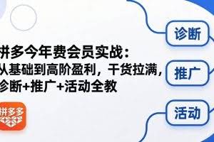（18334期）拼多多年费会员实战(更新26年5月5)：从基础到高阶盈利，干货拉满，诊断+推广+活动全教