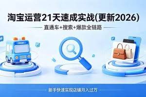 （18316期）淘宝运营21天速成实战(更新4月)，直通车+搜索+爆款全链路，新手快速实现店铺月入过万