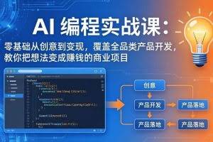 （18307期）AI编程实战课-第三期-5月3更新：零基础从创意到变现，覆盖全品类产品开发，把想法变成赚钱项目