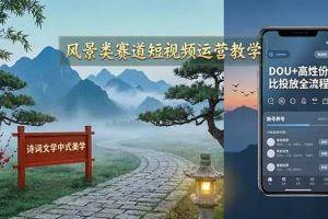 （17992期）风景类赛道短视频运营教学：诗词文学中式美学，新号养号对标账号定位，DOU+高性价比投放全流程