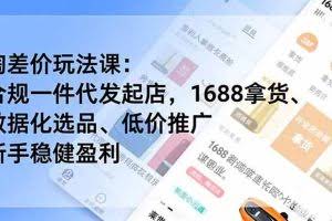 （19466期）淘差价玩法课：合规一件代发起店，1688拿货、数据化选品、低价推广，新手稳健盈利(更新7月)